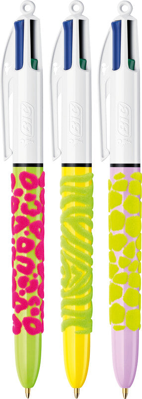 BIC 4 Farben Velours Multifunktionskugelschreiber – 4 Farben, Spitze 0,32 mm, Schiebe, nachfüllbar
