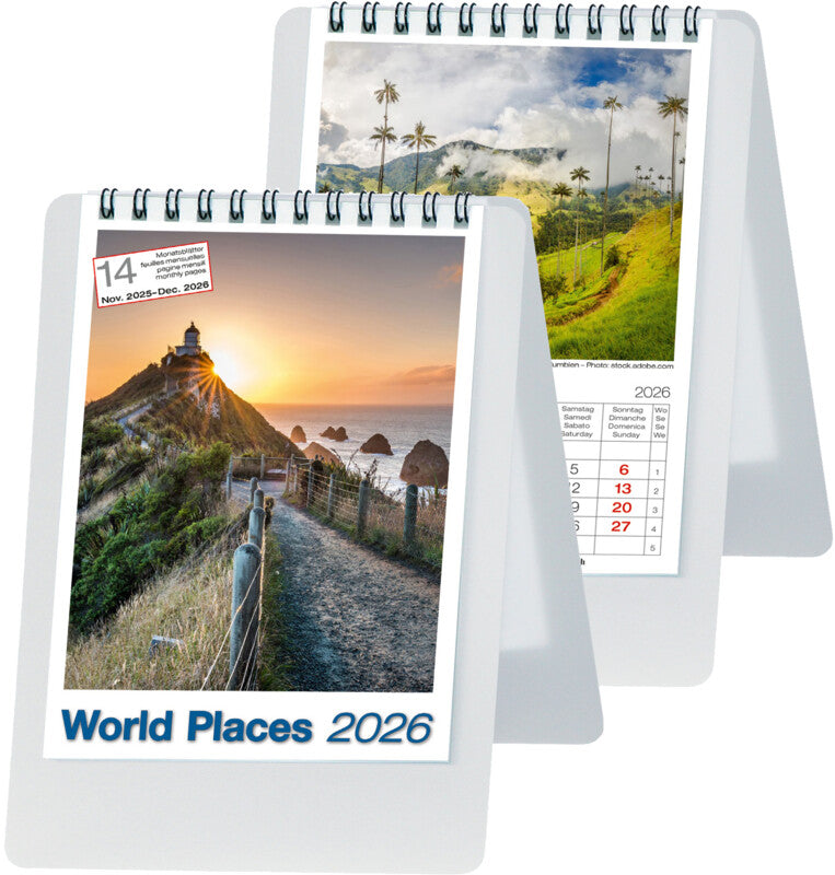Biella Pult-Bildsteller Imago World Places 2026 – 10,5 × 14,8 cm, 14 Monate