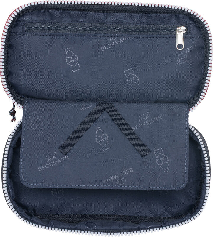 Beckmann Sport Jr. Schlamperetui, leer – Navy Weiss – Kunststoff – 22 × 11 × 5 cm