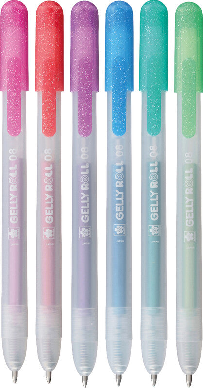 Sakura Gelly Clicker Gelschreiber 6er Set – 6 Farben, 0,5 mm, schnelltrocknend, Druckmechanik