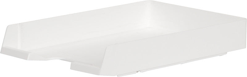 Biella Stapelbarer Briefkorb mit Griffausschnitt, Beschriftungsfeld, matt, weiss, B 245 × H 55 × T 335 mm