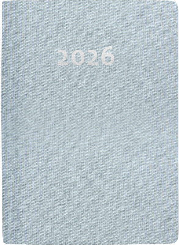 Biella Memento Agenda – 1 Woche/2 Seiten, gebunden, 10,1 × 14,2 cm, 2026, mehrsprachig, hellblau, FSC
