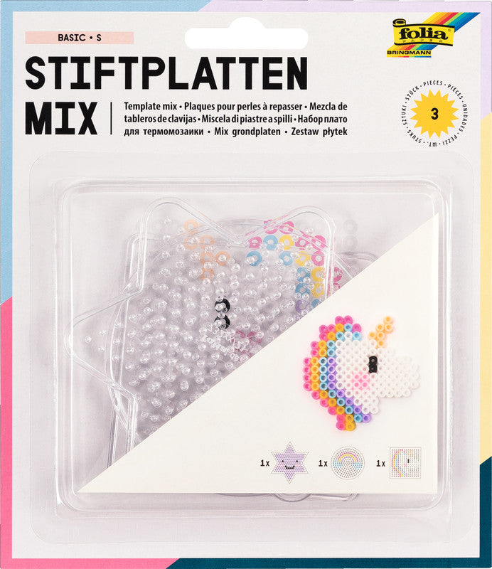 Folia Bügelperlen Stifteplatten – 3 Stück – transparent