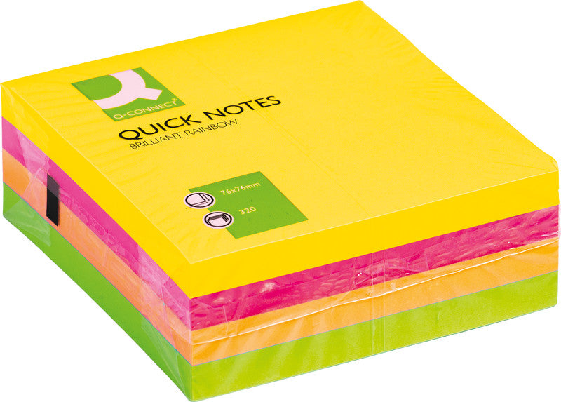 Q-Connect Haftnotizen Würfel – 76×76 mm – mehrfarbig, 320 Blatt, FSC
