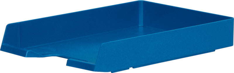 Biella Stapelbarer Briefkorb mit Griffausschnitt, Beschriftungsfeld, matt, blau, B 245 × H 55 × T 335 mm