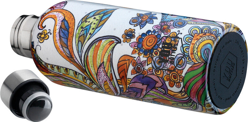 Youbottles Trinkflasche Dual – 5 dl – Edelstahl, isoliert, Schraubverschluss – Floral Watercolor Flower