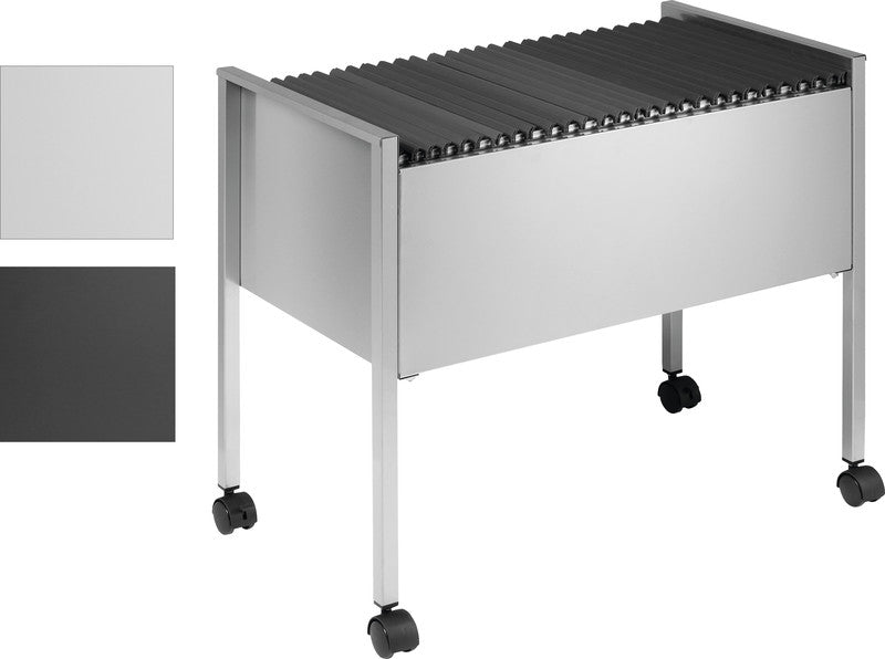 Durable Hängemappenwagen – Stahl, Grau, 65,5 × 59,2 × 36,8 cm, mit 4 Rollen, für 80 Hängemappen