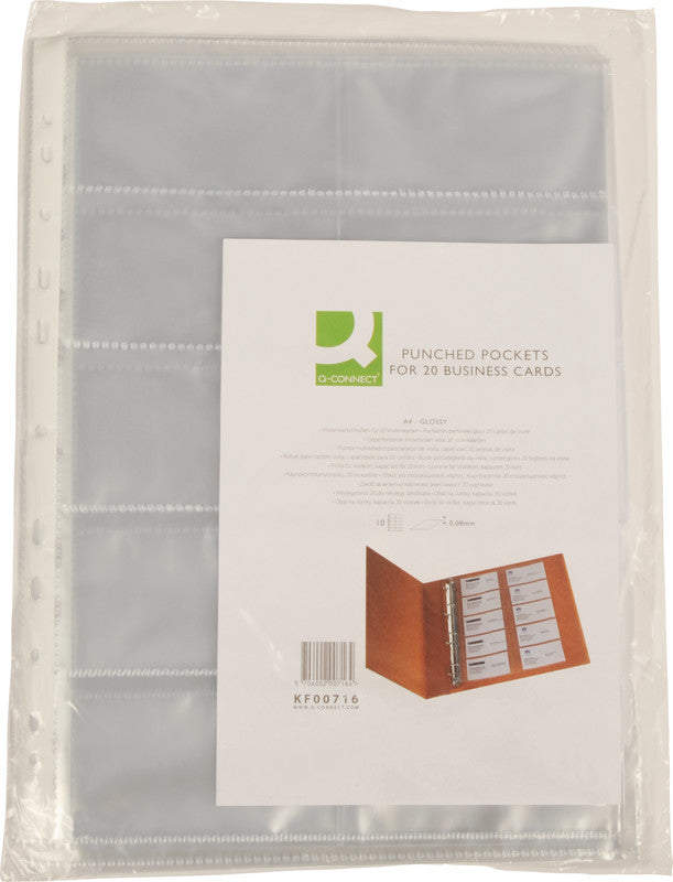 Connect Sichtmappe – Transparent, Kunststoff, für Visitenkarten 86 × 56 mm, 10er-Pack