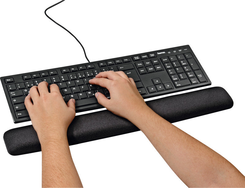 Hama Tastatur-Handgelenkauflage – Ergonomisch – Memory-Schaum, rutschfest – 493×70×22 mm – Schwarz