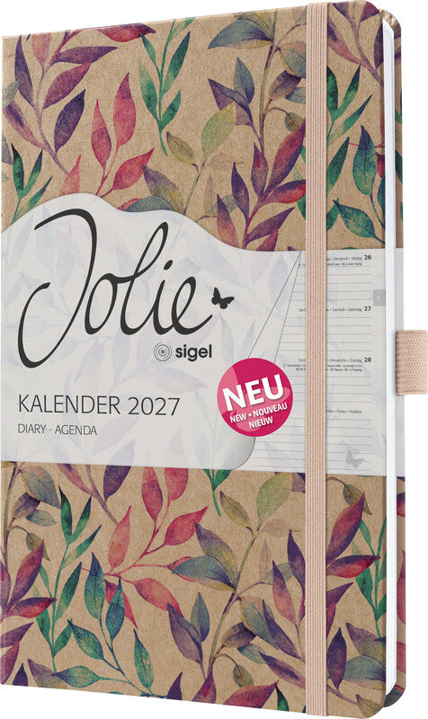 Sigel JOLIE Pure Agenda – 1 Woche/2 Seiten, gebunden, A5, 2027, Fairy Leaves, FSC