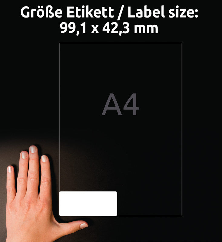 Avery Bogenetiketten, 99,1 mm × 42,3 mm, weiss, Papier, wiederablösbar, 30 Blätter (360 Etiketten)