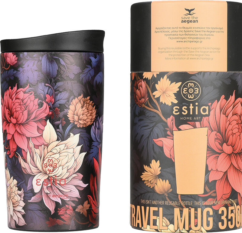 Estia Thermobecher – 3,5 dl – Edelstahl, isoliert, Schraubverschluss – Midnight Blossom
