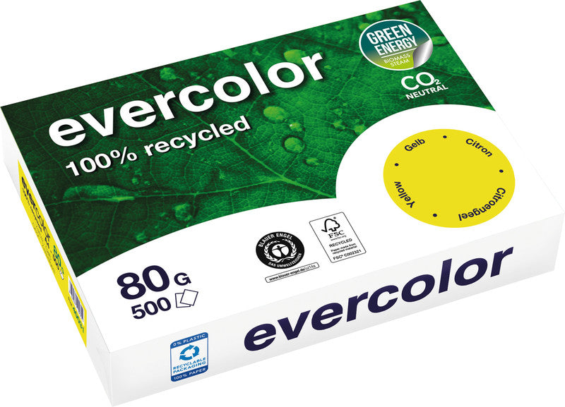 Clairefontaine Kopierpapier – A4, 80 g/m², Gelb – für Inkjet/Laser/Kopierer – FSC – 500 Blatt