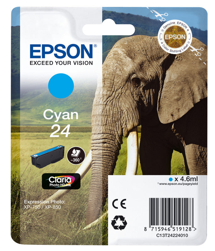 Epson Tintenpatrone 24, Cyan – für Epson-Drucker
