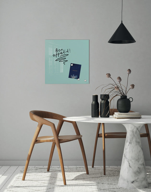 Sigel Whiteboard – 48 × 48 cm, Glas, magnetisch, Wandmontage, inkl. Magnete, Montagesatz, Zubehör