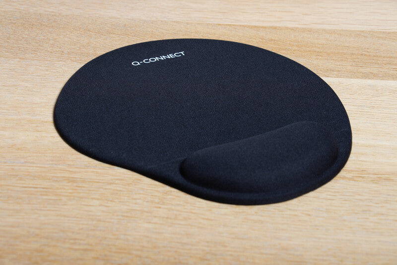 Q-CONNECT Mausmatte mit Handgelenkauflage Ergonomisch – Memory-Schaum – 225×255×24 mm – Schwarz