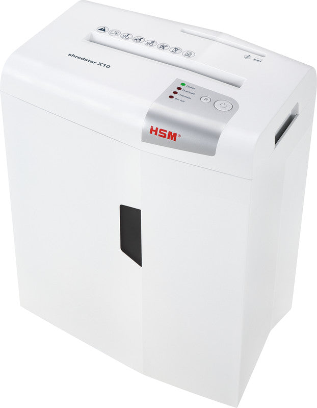 HSM Shredstar X10 – Aktenvernichter, DIN P-4, Partikelschnitt 4,5 × 30 mm, 10 Blatt, 20 l, A4