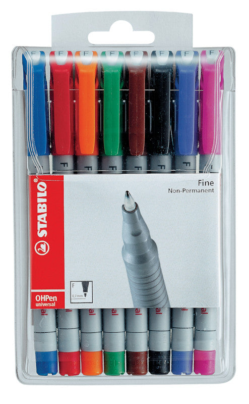 STABILO Non-Permanent-Marker – fein 0,7 mm – sortiert – 8er-Set – feucht abwischbar