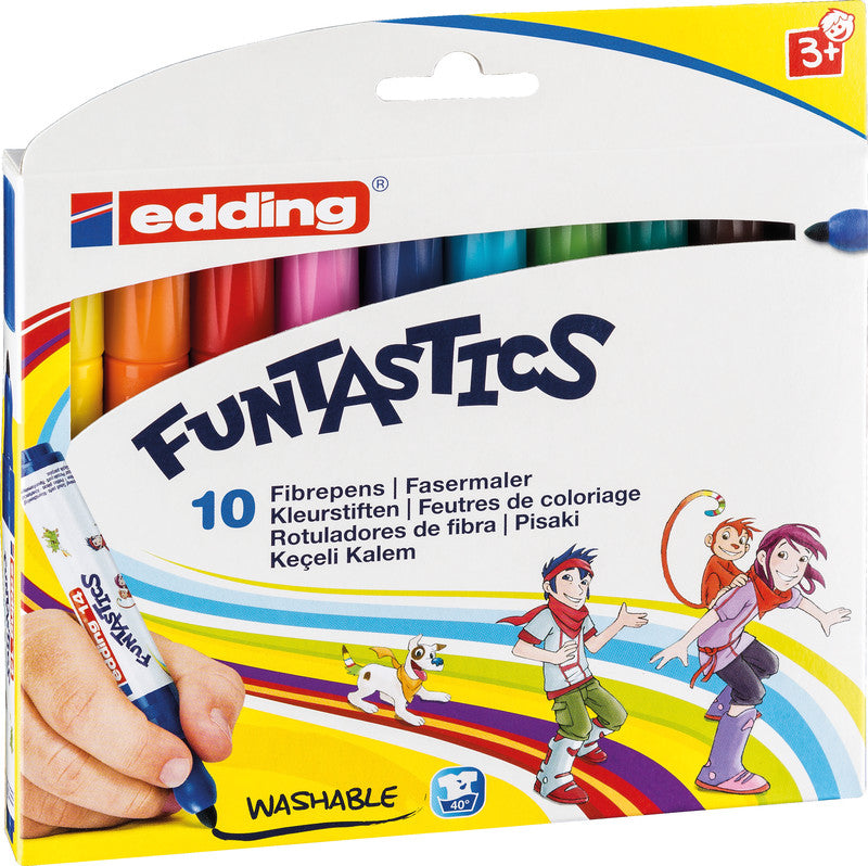 Edding Filzstifte, Strichbreite 3 mm, ab 40 °C auswaschbar, 10 Farben