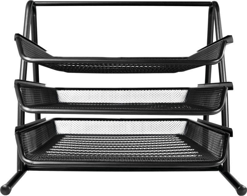Helit Briefkorb – Stahl, für A4 und C4, 3 Fächer, glänzend, schwarz, B 295 × H 270 × T 350 mm
