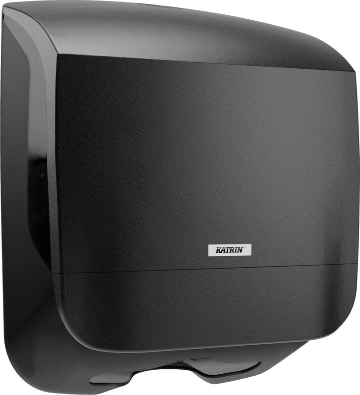 Katrin Falthandtuchspender Inclusive S schwarz – für Falthandtücher 210 mm Breite – 300 × 329 × 135 mm
