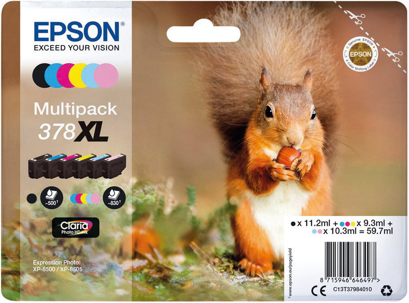 Epson Tintenpatronen-Multipack 378XL, 6er-Pack – für Inkjetdrucker und Multifunktionsgeräte