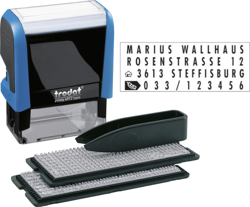 Trodat Motivstempel Printy 4912 – Text: zum Selbersetzen, selbstfärbend, Kunststoff, 47 × 18 mm