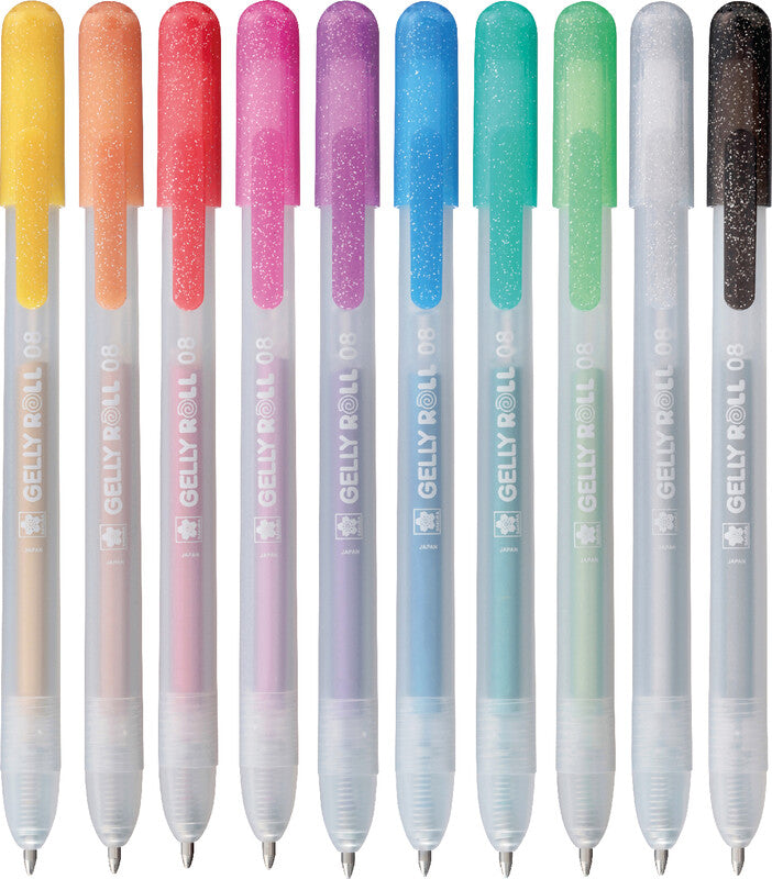 Sakura Gelly Metallic Clicker Gelschreiber 10er Set – 10 Farben, 0,5 mm, schnelltrocknend, Druckmechanik
