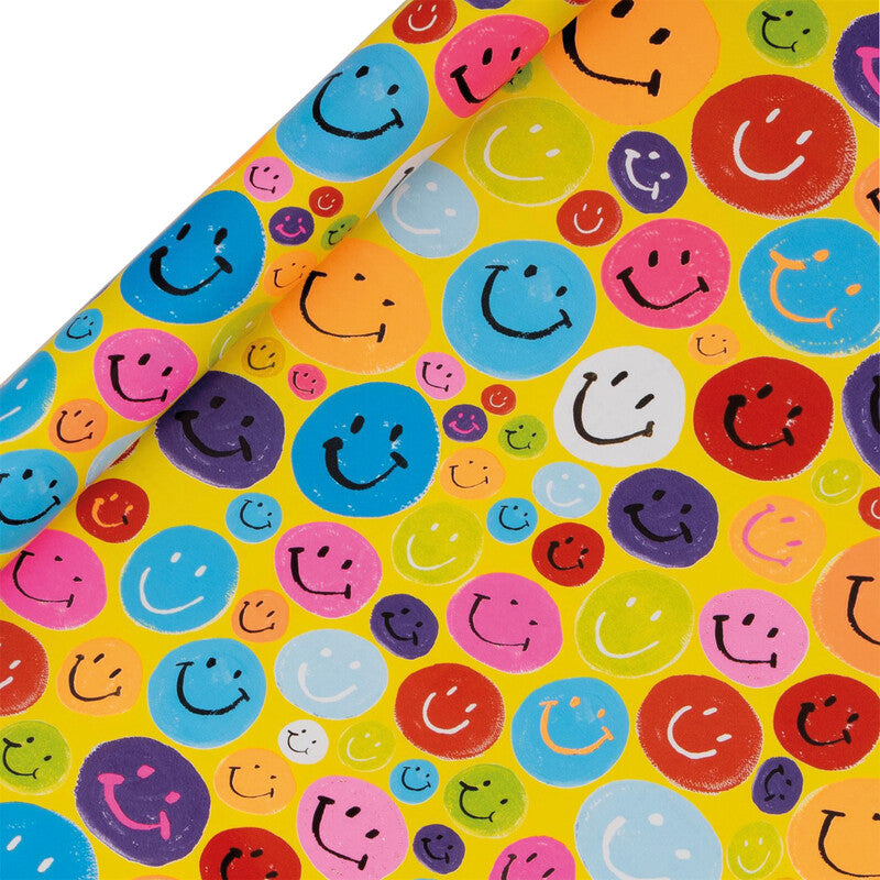 Glick Geschenkpapier-Rolle – Smiley Faces, 70 cm × 2 m, 80 g/m²