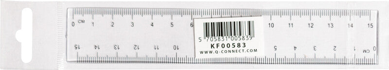 Q-connect Wandtafel-Lineal 15 cm – Kunststoff, Transparent, Abgerundete Ecken, 1,7 mm