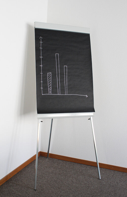 Q-connect Flipchart-Block – 68 × 99 cm, 20 Blatt/Block, blanko, schwarz, Papier, perforiert, mit Lochung