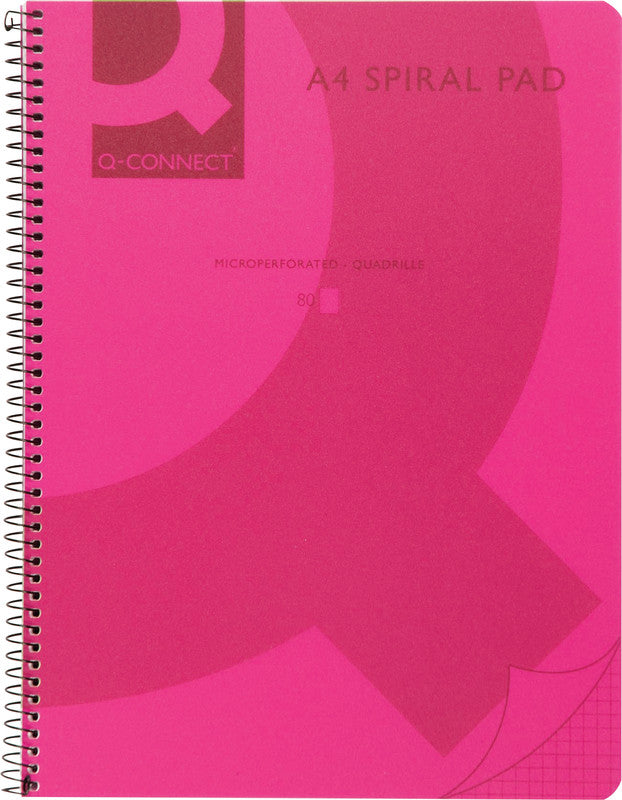 Connect Spiralheft, A5, kariert, Spiralbindung, 160 Seiten, mikroperforiert, 6-fach gelocht, 70 g/m² – pink