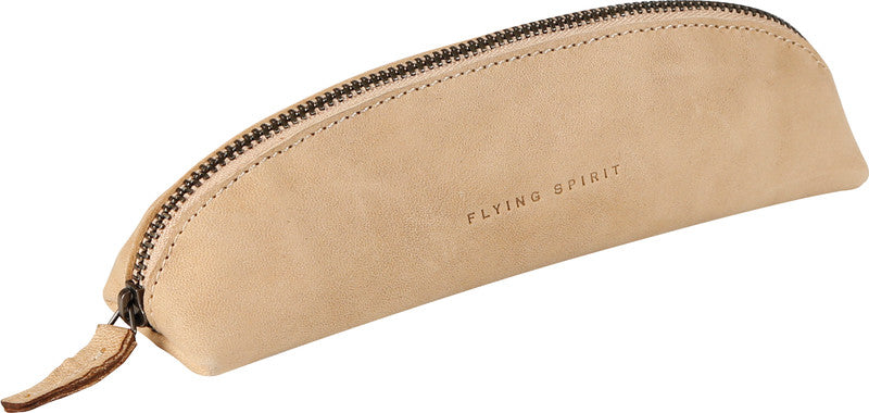 Clairefontaine Flying Spirit Etui Schlamperetui, leer – beige – Leder – 18 × 5,5 × 15,3 cm
