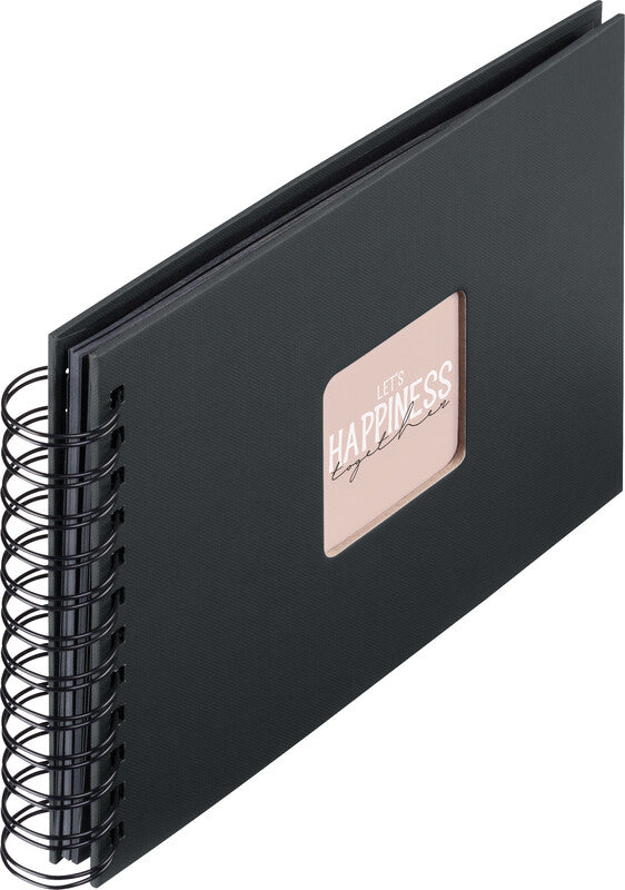 Hama Fotobuch, Spiralbindung, 50 schwarze Seiten, 24 × 17 cm, Papier, mit Pergamin