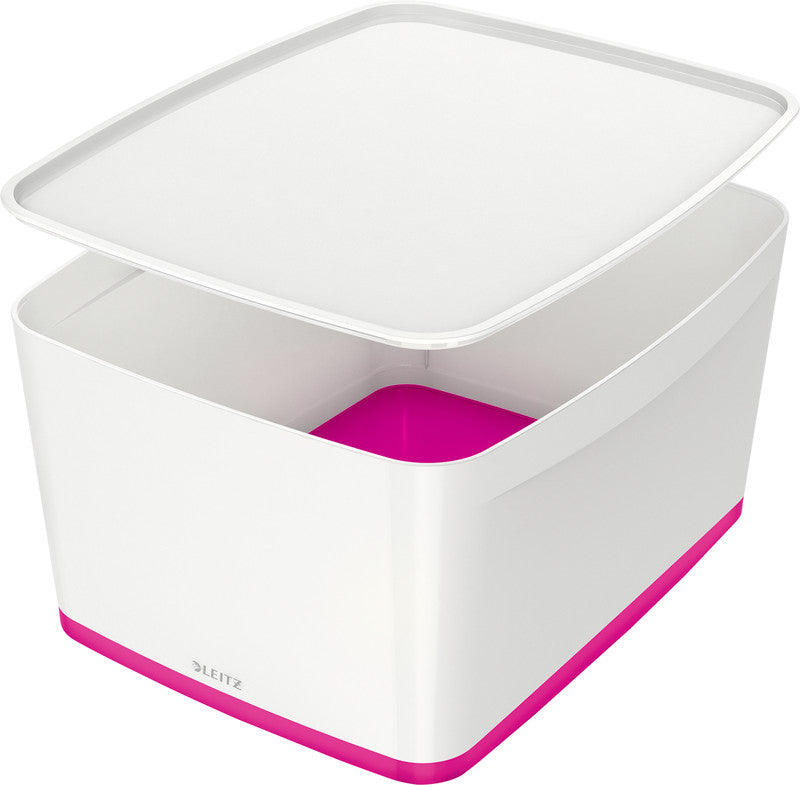 Leitz Aufbewahrungsbox – Kunststoff, weiss/pink, 31,8 × 19,8 × 38,5 cm
