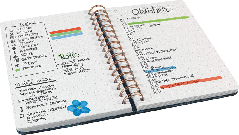 Sigel Notizbuch, punktkariert, Spiralbindung, Hardcover, 240 Seiten, perforiert, 120 g/m² – mehrfarbig