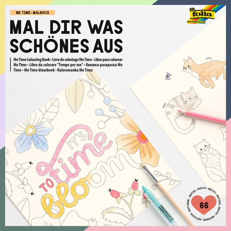 Folia Me Time Malbuch, Zeichenpapier, 23 × 23 cm, Mehrfarbig