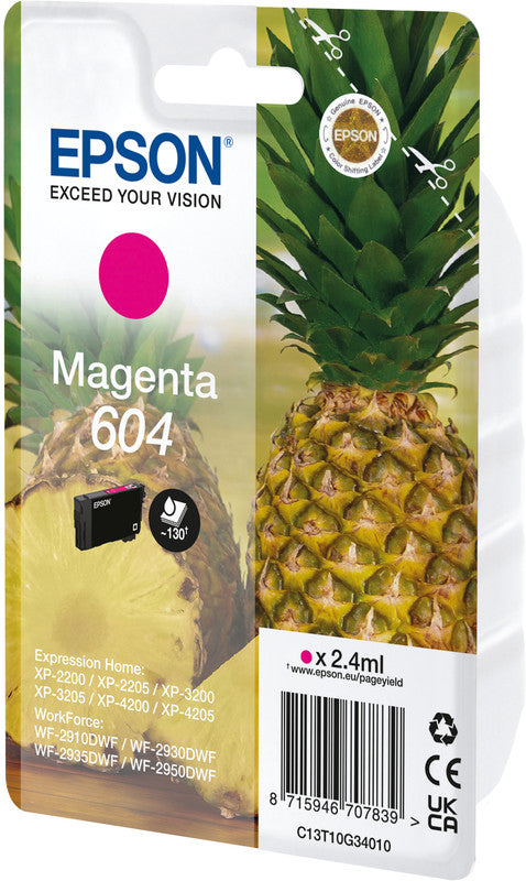 Epson Tintenpatrone 604, Magenta, 2,4 ml – für Inkjet- und Multifunktionsgeräte