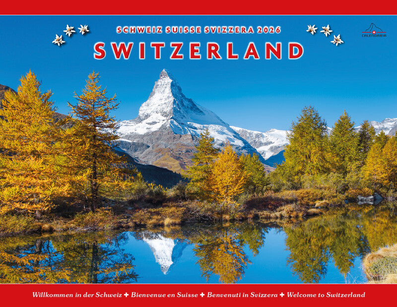 Calendaria Bildkalender Schweiz 2026 – 40 × 31 cm – mit Aufhänger