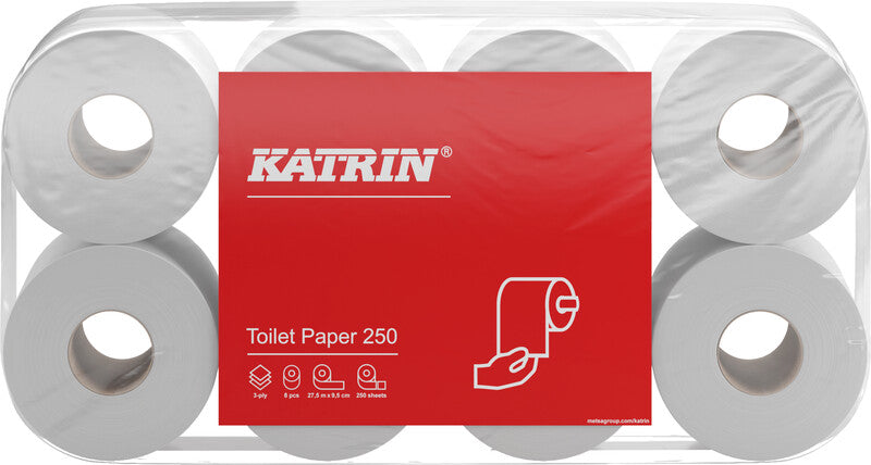 Katrin Toilettenpapier – 110 × 95 mm, für alle konventionellen Toilettenpapierspender – 8 Rollen