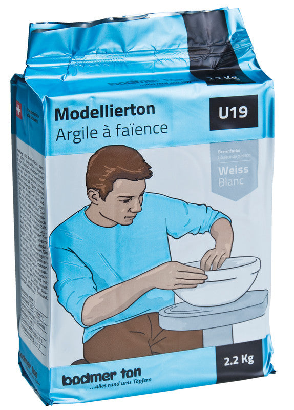 Bodmer ton Modellierton – Weiss, 2,2 kg – zum Basteln