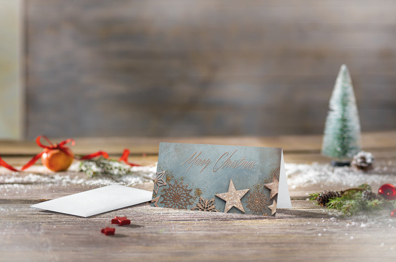 Sigel Weihnachtsgrusskarte (Glamorous) – 220 × 110 mm – mit Umschlägen, für Inkjet/Laser/Kopierer