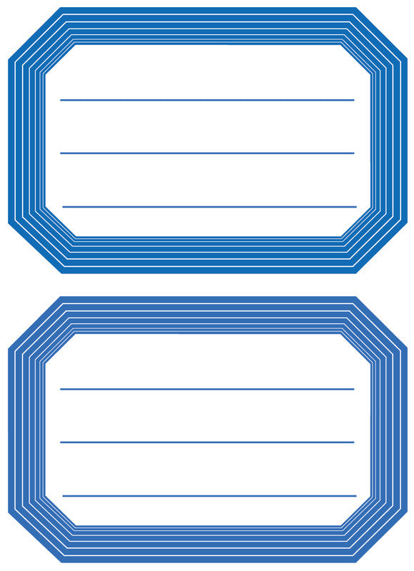 HERMA Vario Schuletiketten – Motiv Rahmen Blau – 55×82 mm, 12 Stk, 6 Bogen, Papier, permanent haftend