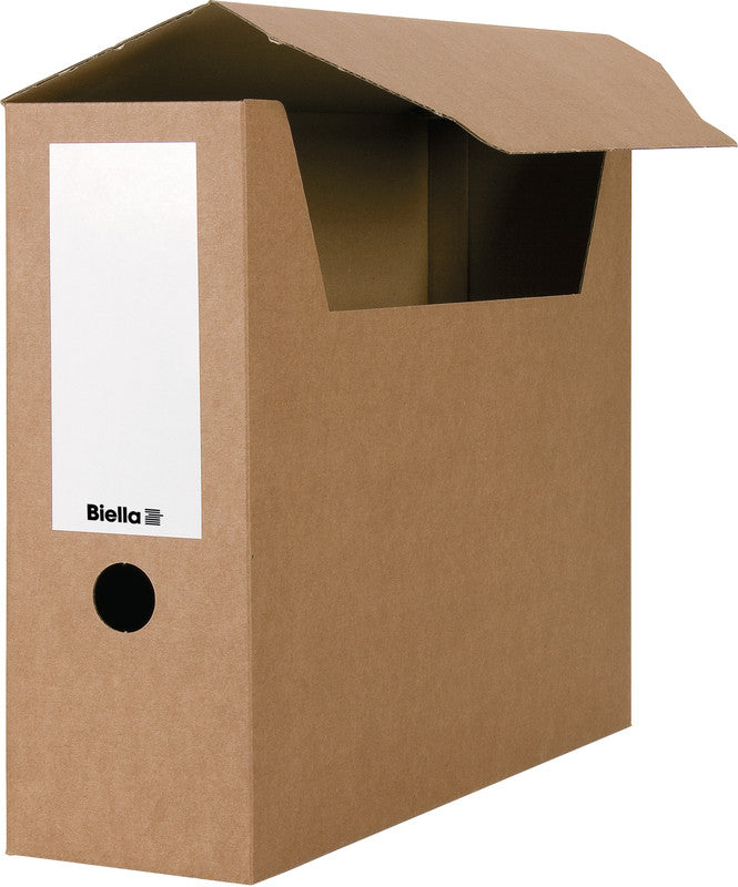 Biella Archivschachtel A4 – Einsteckdeckel, mit Griffloch, 323 × 278 × 100 mm, Braun, Karton