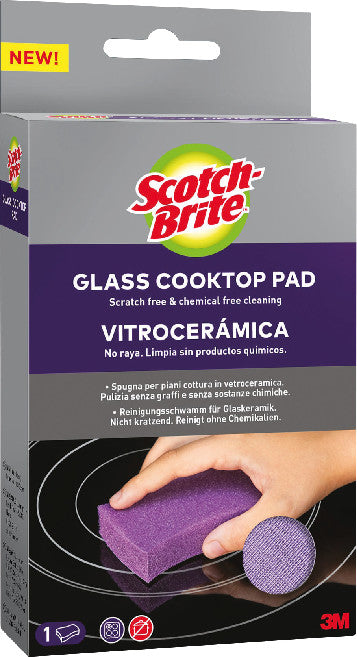 3M Schwamm – Kunststoff, 15 × 15 × 4 cm, violett, für Glaskeramik-Kochfelder, 1 Stk.