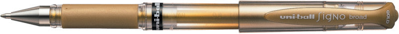 Uni-Ball Signo broad – Tintenroller, dokumentenecht, mit Kappe, 0,6 mm, gold