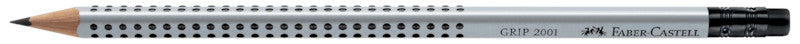 Faber-Castell Grip 2001 Bleistift, Dreikant, Grip-Zone, mit Radierer B Mine Ø 2 mm Grau