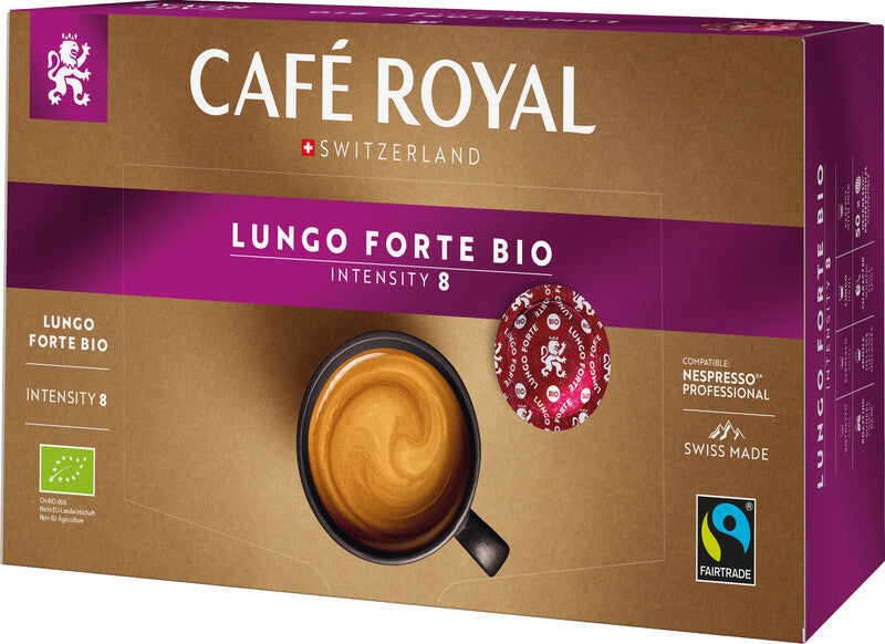 Café Royal Lungo Forte Kaffeepads – für Nespresso Professional – Intensität 8 – Bio – 50 Pads