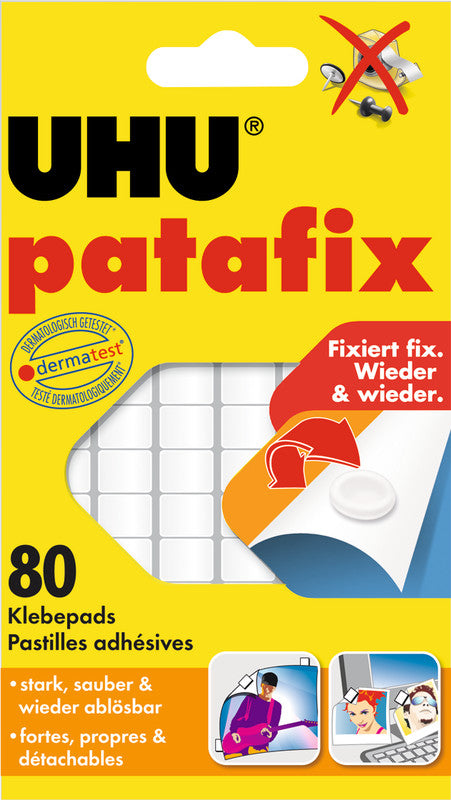 UHU Klebepads – wiederablösbar, weiss, wiederverwendbar, geruchsarm, tropffrei, 80 Stk., für Dekorationen