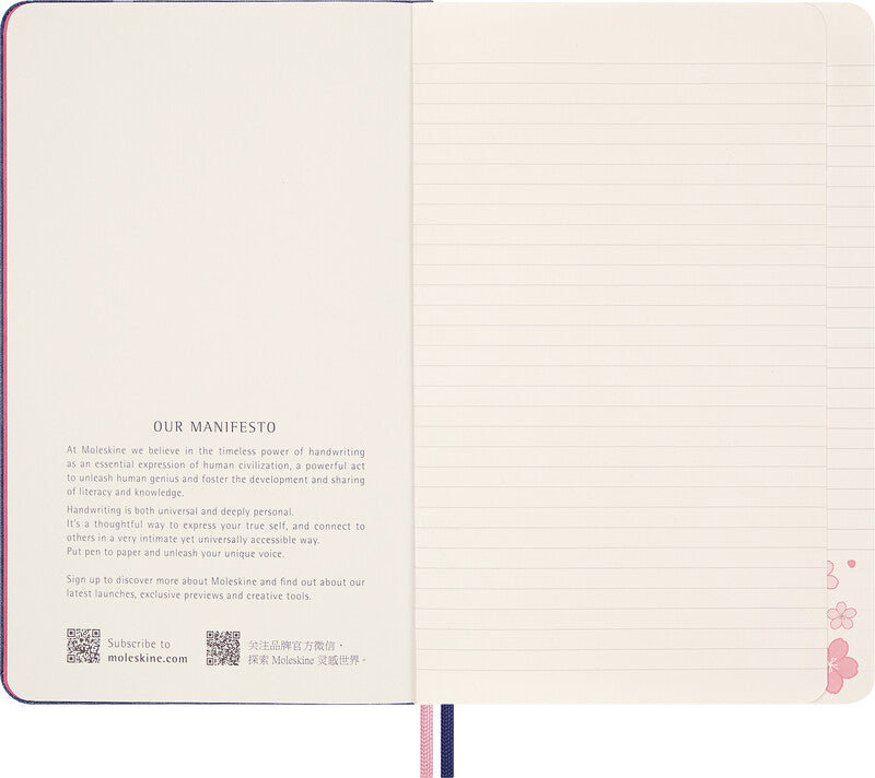 Moleskine Notizbuch Limited Edition Sakura, 130 × 210 mm, liniert, Leimbindung, 176 Seiten, 100 g/m² – blau